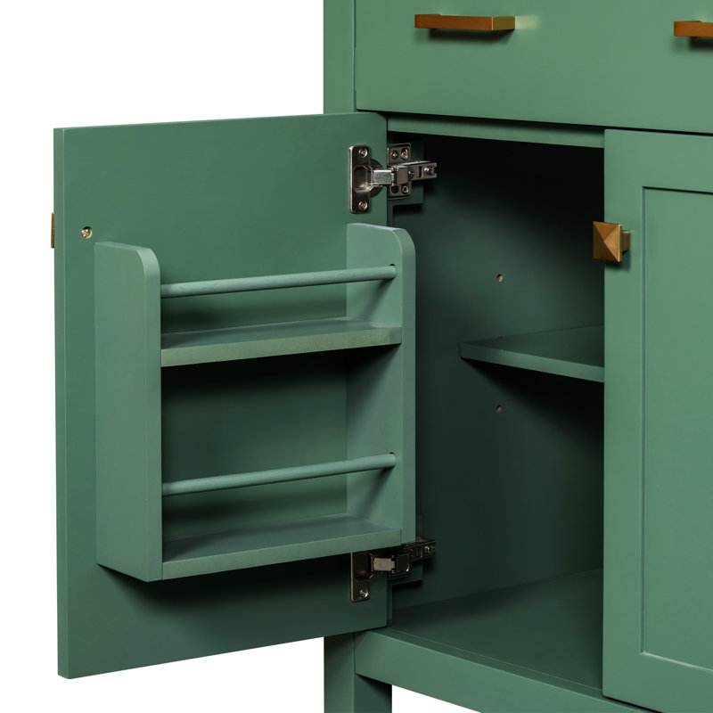 30-Inch Green MDF Freestanding Single Sink Vanity with White Ceramic Top