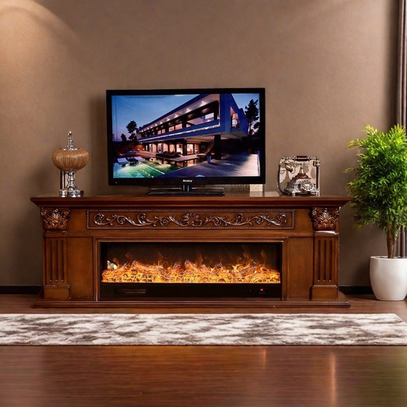 Three-dimensional carving craft fireplace, Brown