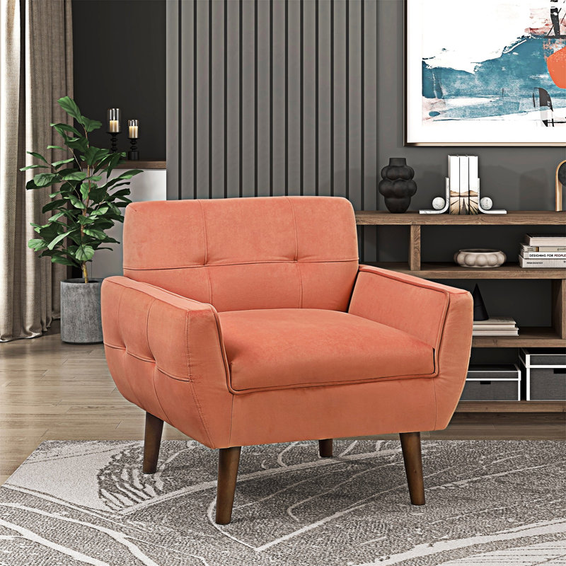 Chaise d'appoint rembourrée et capitonnée, Orange