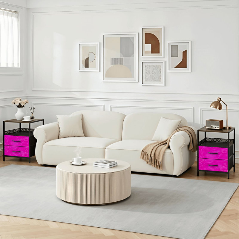 Table de chevet 2 tiroirs avec station de charge, table de chevet avec ports USB et prises USB
