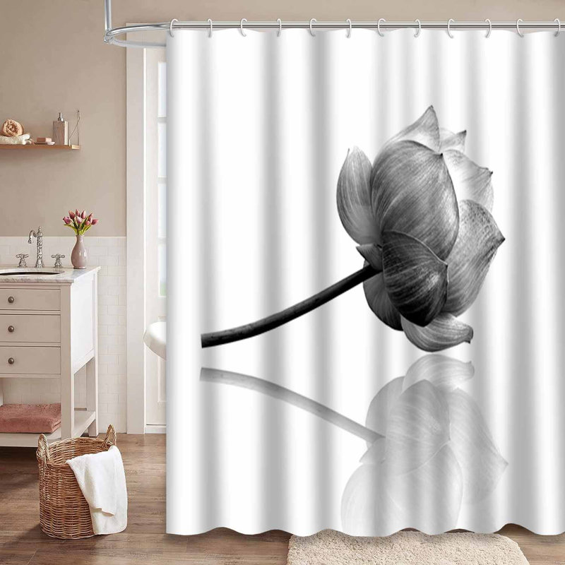 Rideau de douche lotus avec 12 crochets, 72" L x 78" W
