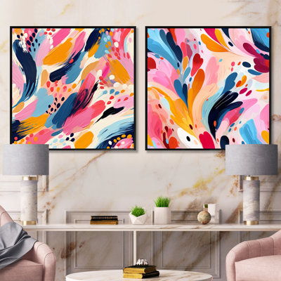 Crystofer - Ensemble de 2 collages abstraits carrés