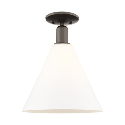 Arcadia - Berkshire Glass - 1 Light 12" Semi-Flush Mount - Oil Rubbed Bronze Finish - Matte White Shade