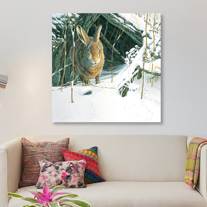 «Rabbit», reproduction d'impression sur toile, H 12 po x l 12 po x P 1,5 po, Pas de tapis, Toile tendue