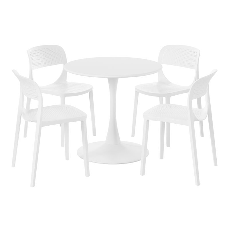 Ensemble repas d'extérieur rond, Blanc