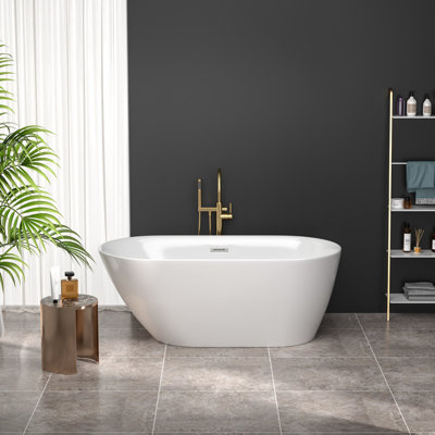 Baignoire de trempage autoportante en acrylique avec drain et trop-plein 59 po. X 29,5 po.
