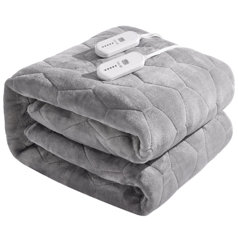 Flannel Electric Heated Mattress Pad, King, Gray