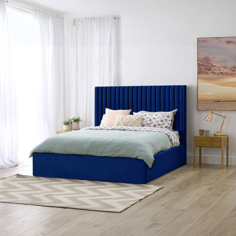 Maletha Upholstered Ottoman Storage Bed, Double (4'6), Marine