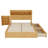 Full Wood Bed with Storage Headboard, LED Light, Drawers & Pull-Out Cabinet – Space-Saving Modern Design, Natural-469038752-469038783