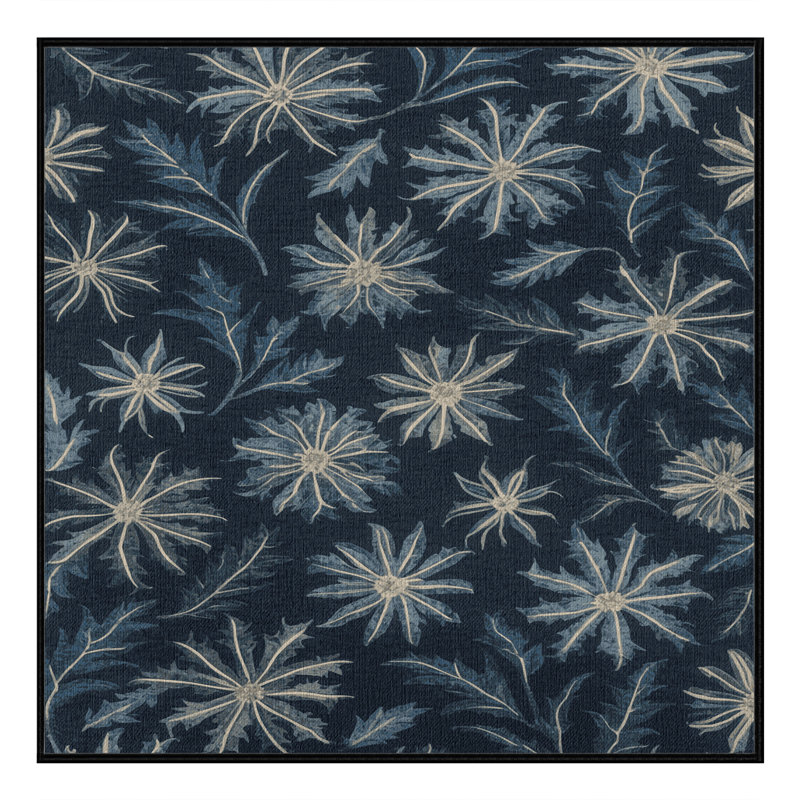 Machine Washable Botanical Gray Area Rug, Square 8'