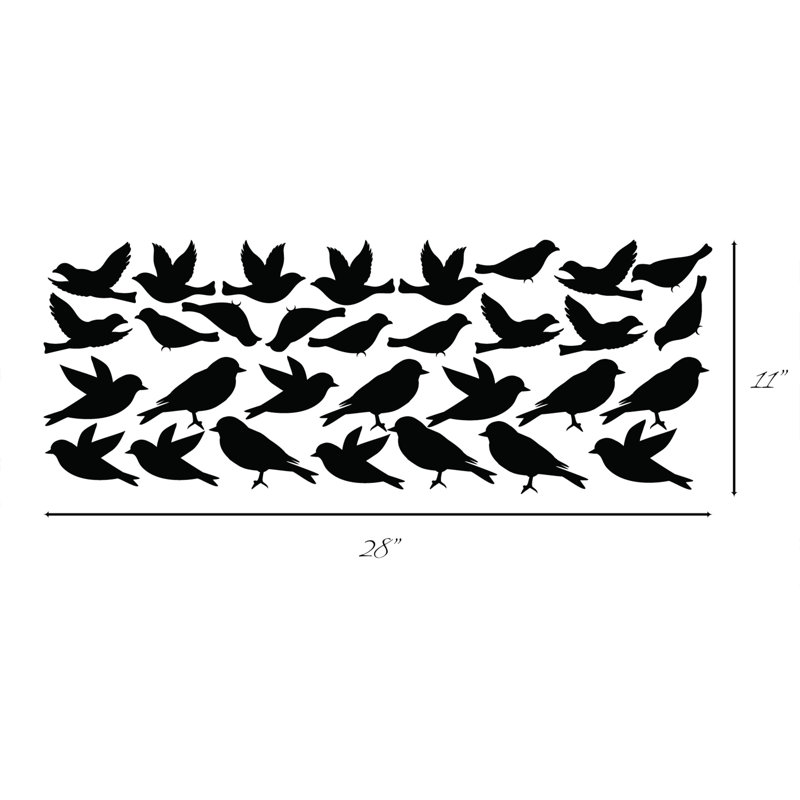 Ensemble de décalcomanie murale oiseau 31 pièces Ramiro, Noir