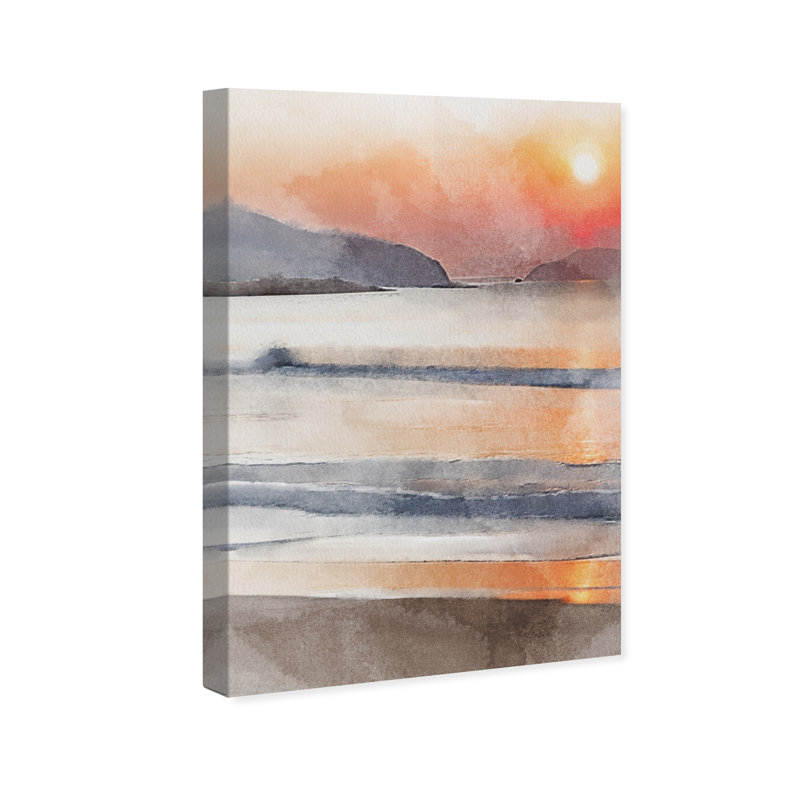 «Nautical and Coastal Amber Sky Beach II Coastal Orange», reproduction d'art sur toile, H 30 po x l 20 po x P 0,8 po