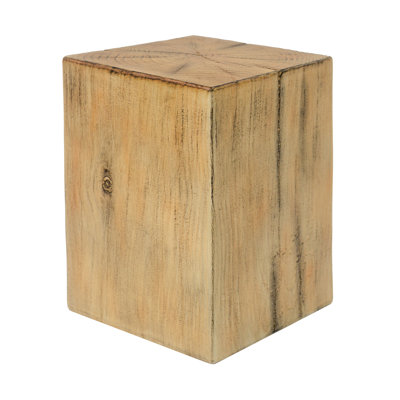 End Table At 18" Tall, Natural Color, Wood-Like Distressed Finish, Indoor Outdoor Use, Combine With Other Height Tables Wood-Look Table, In Vertical Size, Tone, For And Play Areas, Mixable Varying