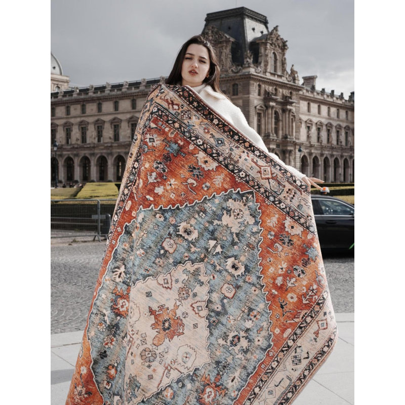 Watte Boho Tribal Washable Area Rugs Living Room, Soft Bedroom Rug Non Slip Dining Room Rugs for Under Table,Oriental Vintage Throw Carpet for Famliy Room