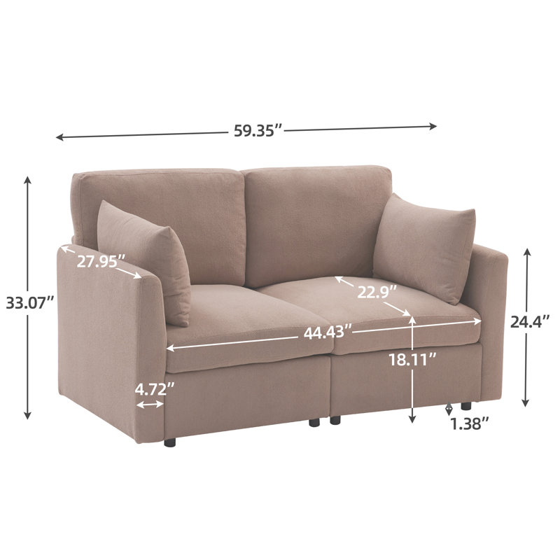Canapé modulaire 59 po, Brun