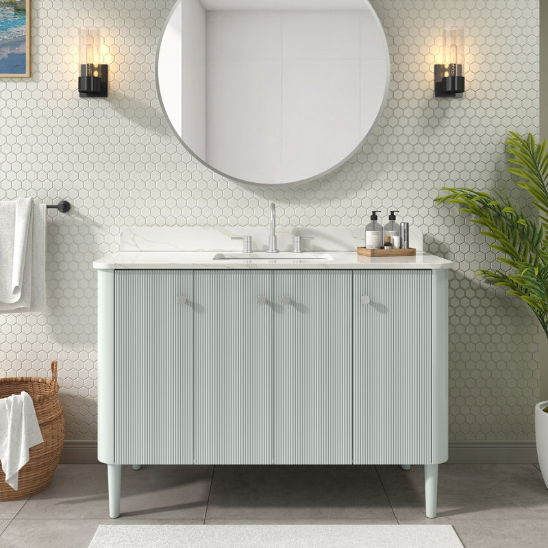 Haley 48 in. Single Sink Bathroom Vanity in Soft Sage with Top, Calacatta Quartz