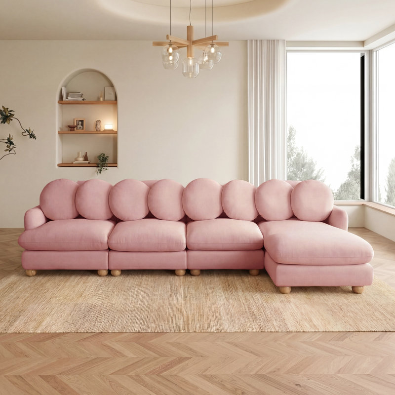 Grand sofa modulaire en coin, Pink Chenille