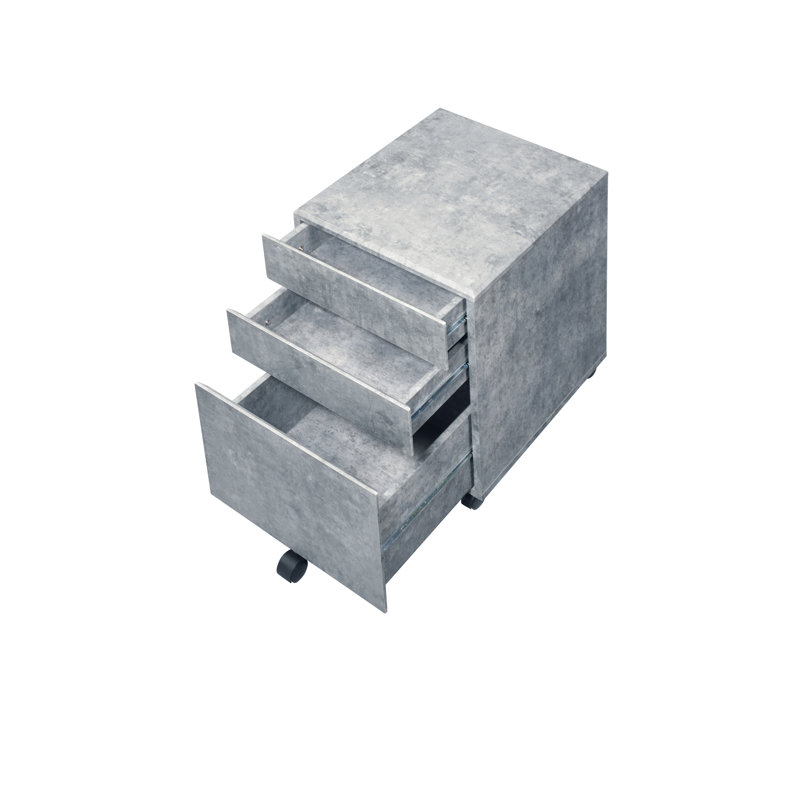 Classeur en faux béton et argent, 3 solutions de rangement - gris et argent, design