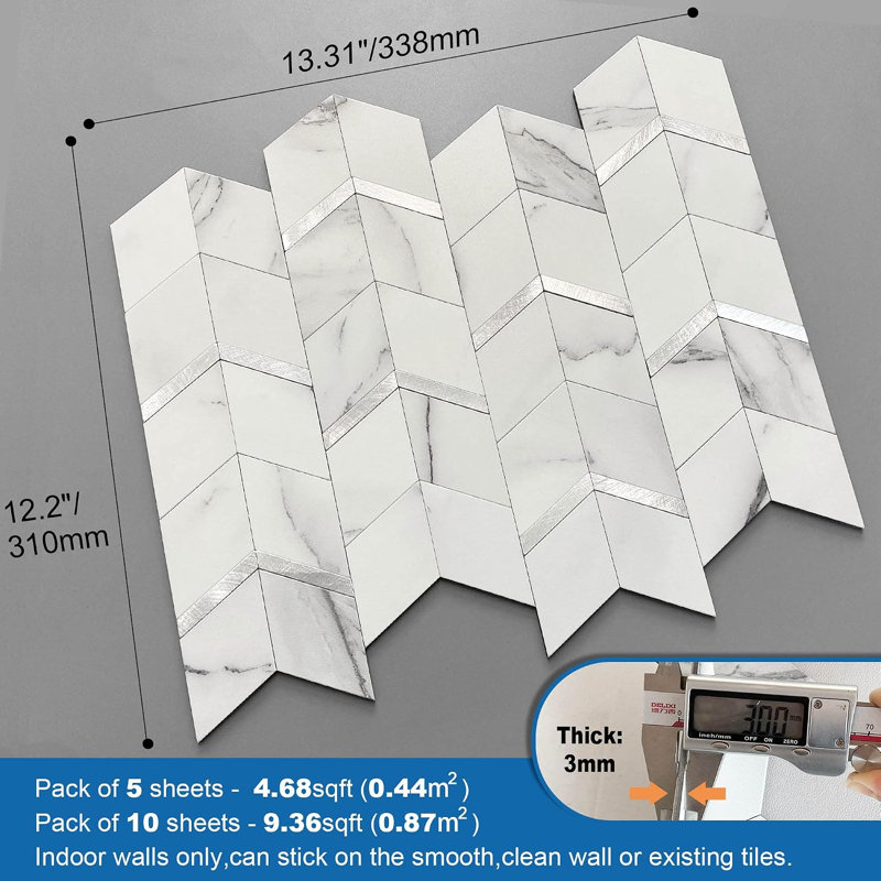 Tiles Diamond White Silver 10pcs
