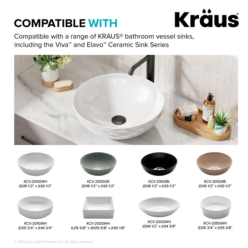 Drain de lavabo de salle de bain à filetage prolongé, Noir mat