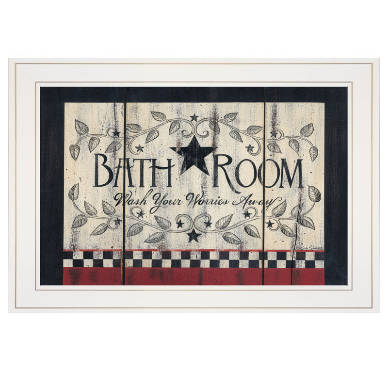 "Bathroom" Ready to Hang Framed print, White Frame