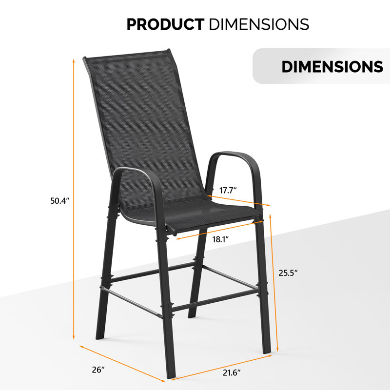 Metal Outdoor Stacking Dining Side Chair, Black