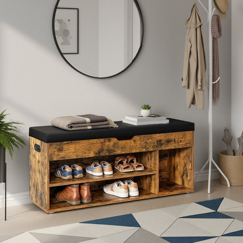Upholstered Storage Bench, Brown