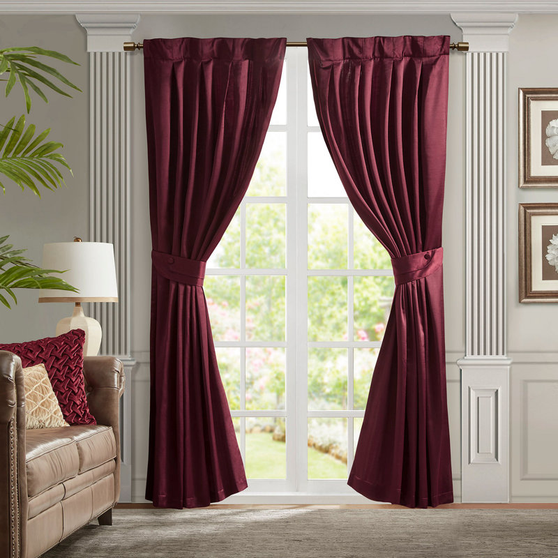 Pleat Curtain Panel with Tieback (Single) 52x84", Champagne, 52.06" W x 84.04" L