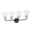 3 lumières 23 po Éclairage pour meuble-lavabo moderne noir mat et doré-81643071