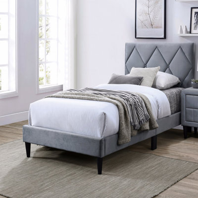 Lit double, avec tête de lit réglable 1 pièce, meubles de chambre à coucher en velours pour les jeunes