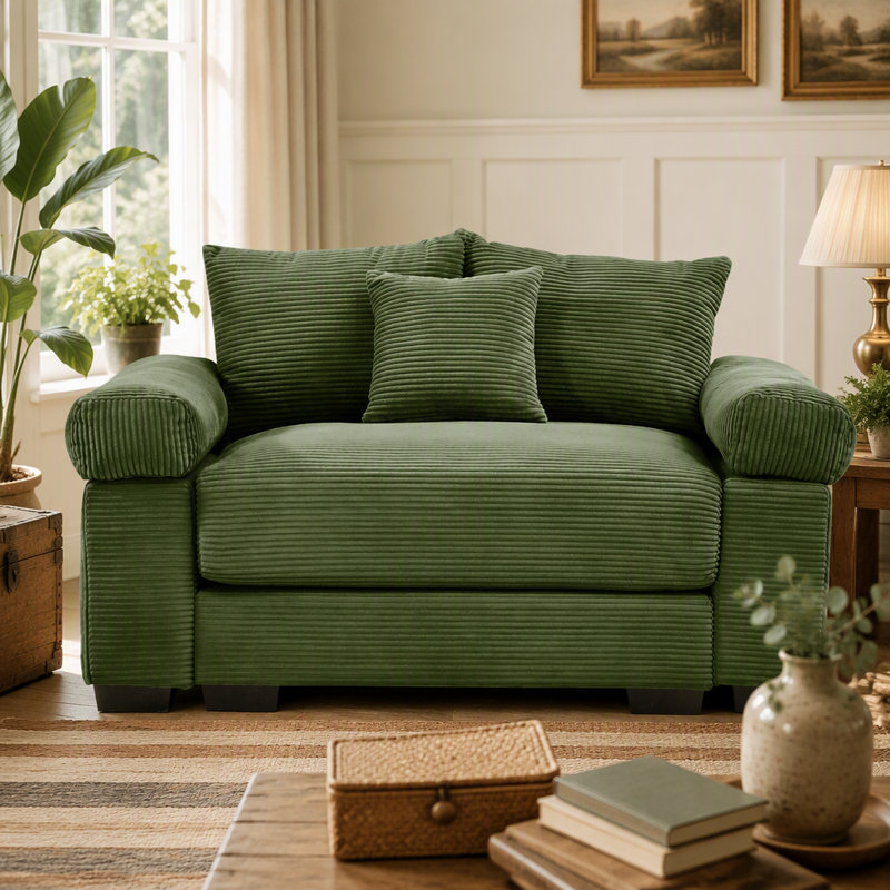 Canapé modulaire surdimensionné 54,3 po Cloud, Green Corduroy