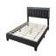 Structure de lit double 1 pièce de style moderne en tissu de laine gris anthracite revêtu de tissu d'ameublement capitonné avec éclairage à DEL et mobilier de chambre à coucher-108656681