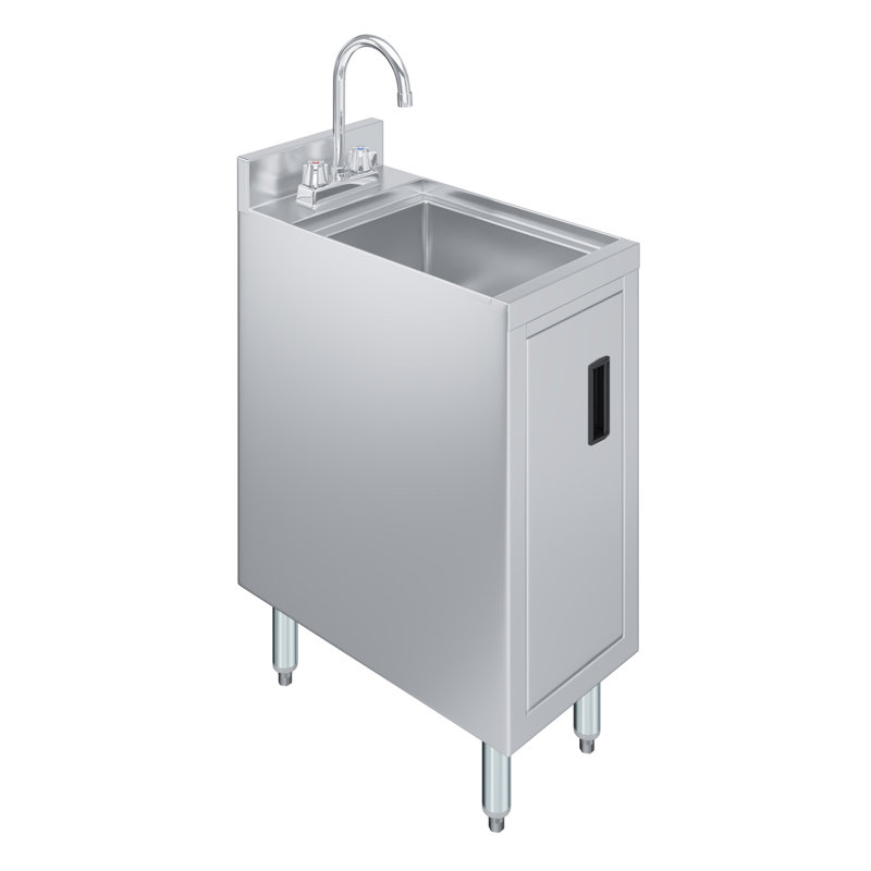 Amgood 22 in. x 12 in. Stainless Steel Underbar Hand Sink With Cabinet Base