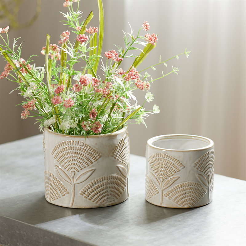 Pot de fleurs en porcelaine à motif floral (ensemble de 2)