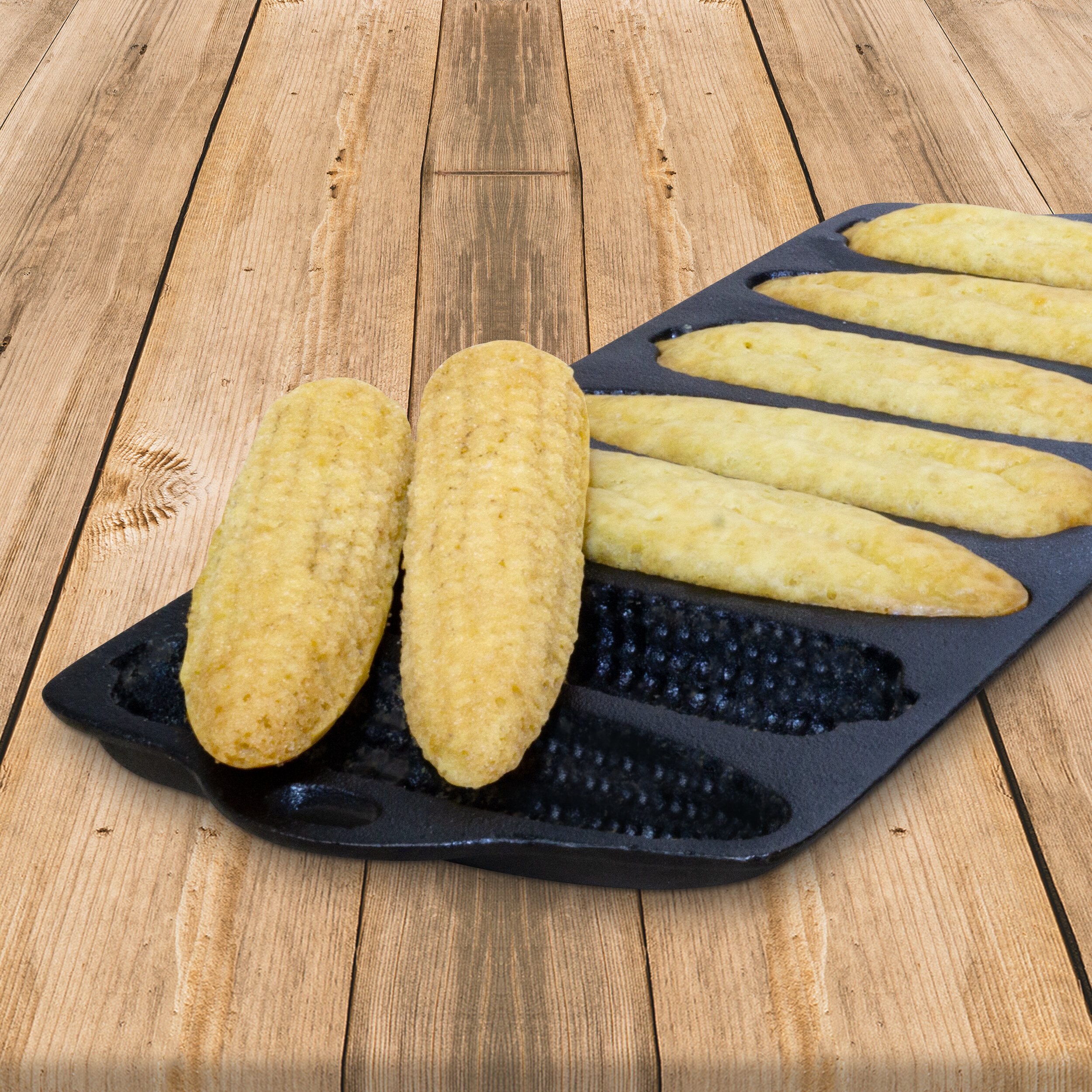 Cook Pro 1'' x 5.5'' Cast Iron Corn Bread Pan