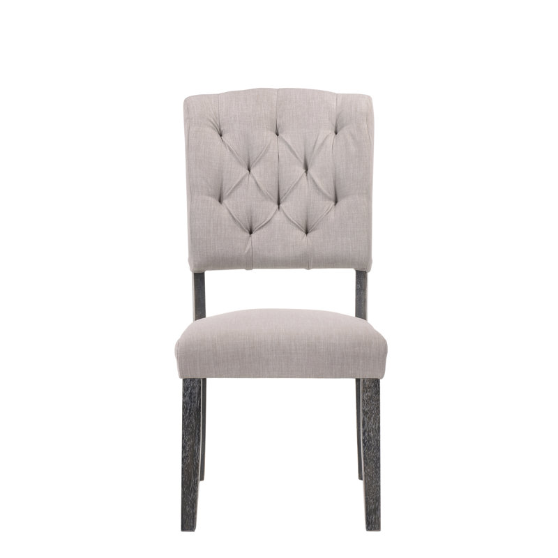 Ensemble de 2 chaises d'appoint en lin beige et chêne gris patiné Bernard