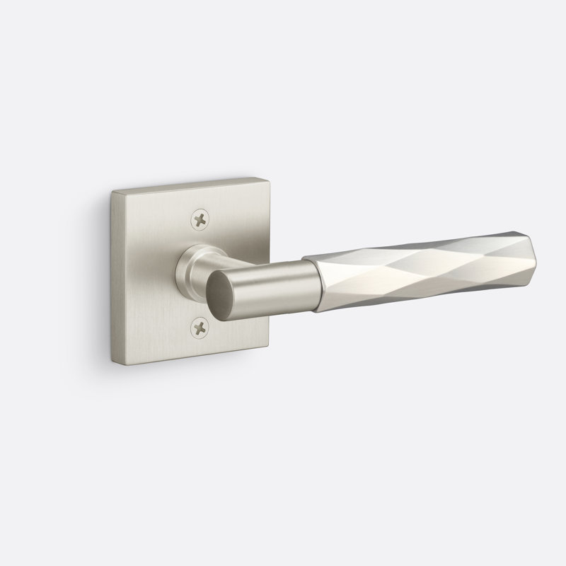 Aspra Square Dummy Rosette, Vertex Grip, Satin Brass/Satin Nickel, Single Dummy