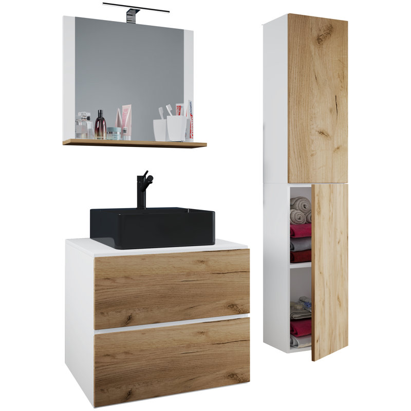 Andzelika Bathroom Furniture Suite, Brown/White