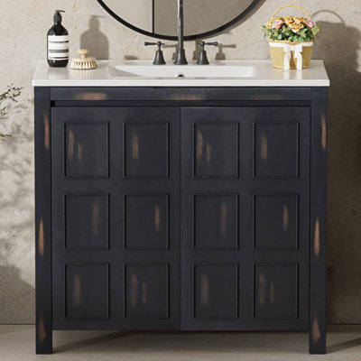 Rangement pour meuble-lavabo 36 po avec lavabo en céramique