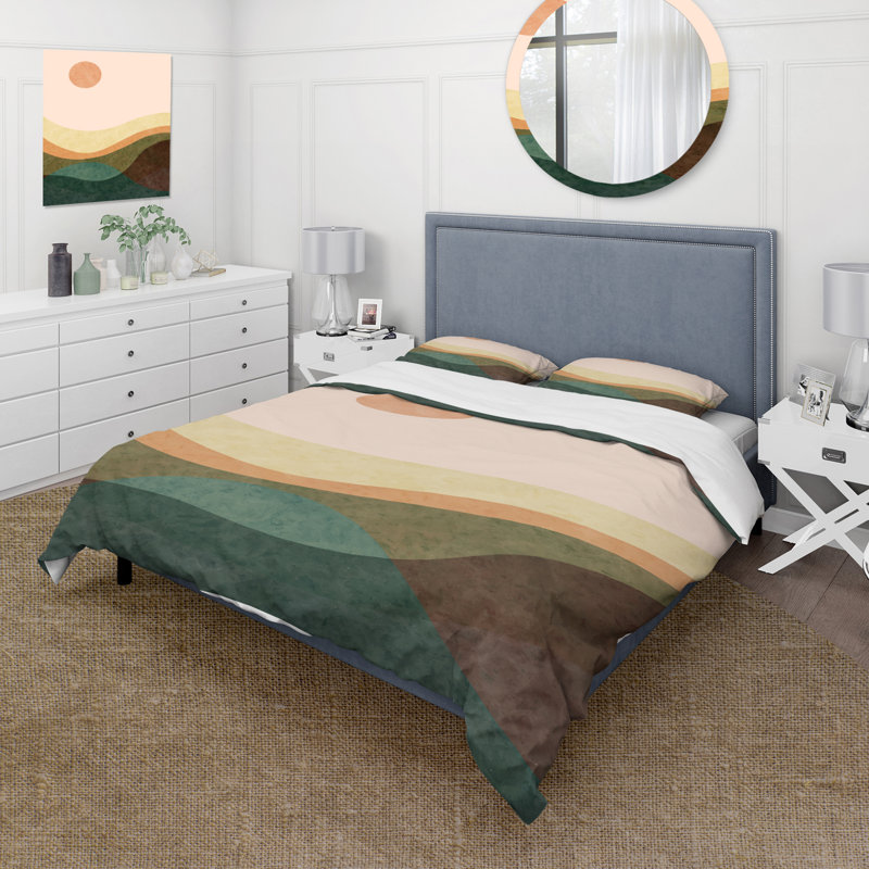 Minimalistic Retro Landscape I - Ensemble de housse de couette moderne - Microfibre de polyester