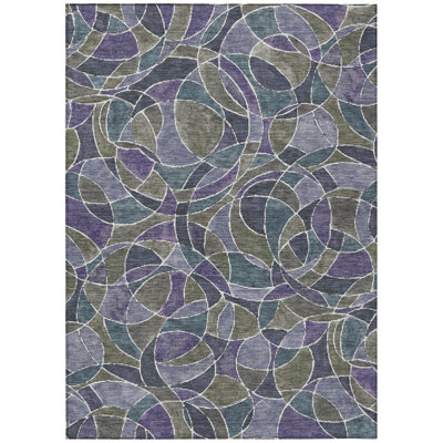 Machine Washable Indoor/Outdoor Husby ACN2208 Geometric Rug