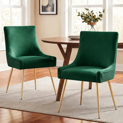 Velvet Upholstered Side Chair With Gold Legs 