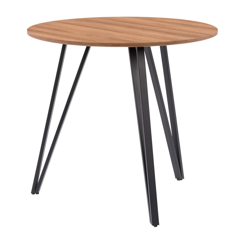 31.5'' Round Metal Base Dining Table, Brown