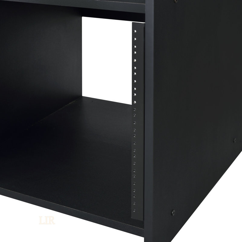 Bureau de musique Annette à finition noire avec plateau de table durable et beaucoup de rangement pour les espaces de travail créatifs