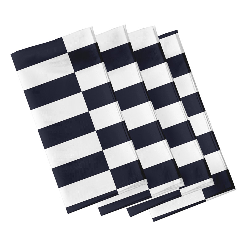 Buffington Polyester Geometric Square Napkin, 18" W x 18" L, Navy Blue