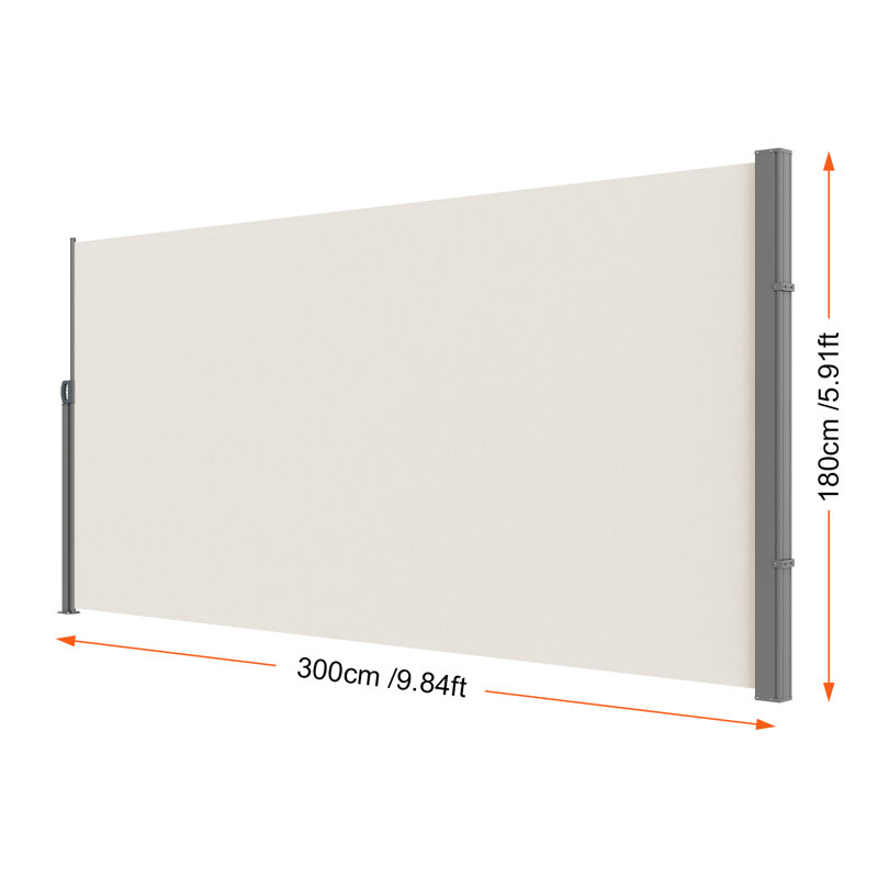 Beige Polyester Retractable Outdoor Privacy Screen