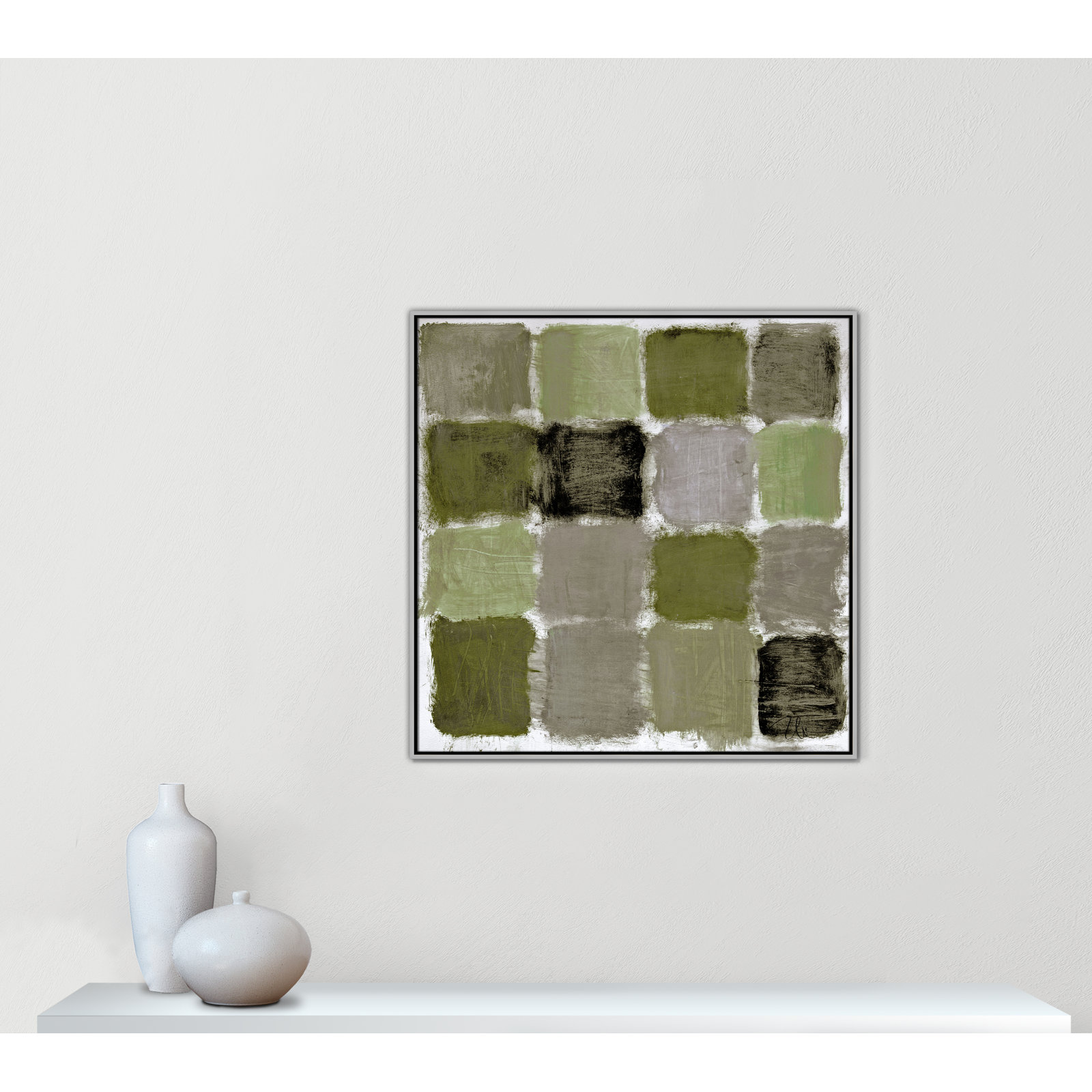 Coppola "Powder Room Green Reflections" Print, 37.5" H x 37.5" W, Silver