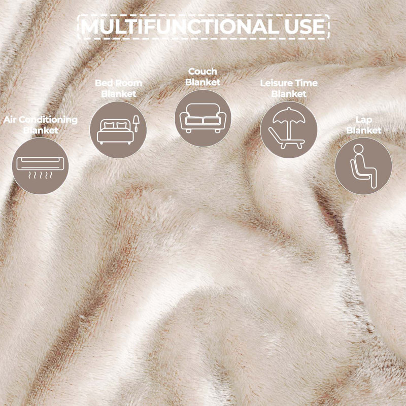 Linen Plush Microfiber Fleece Throw Blanket