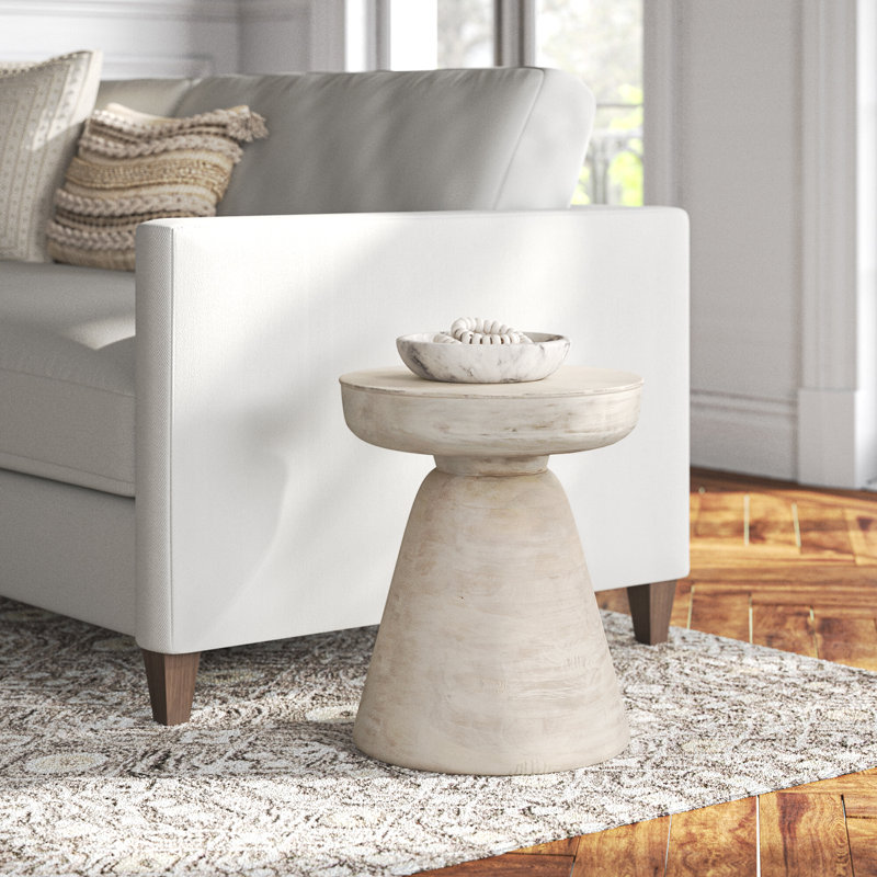 Vanola Round End Table in Solid Wood - Handcrafted Accent Side Table for Living Room, Office, or Bedroom, 19"	