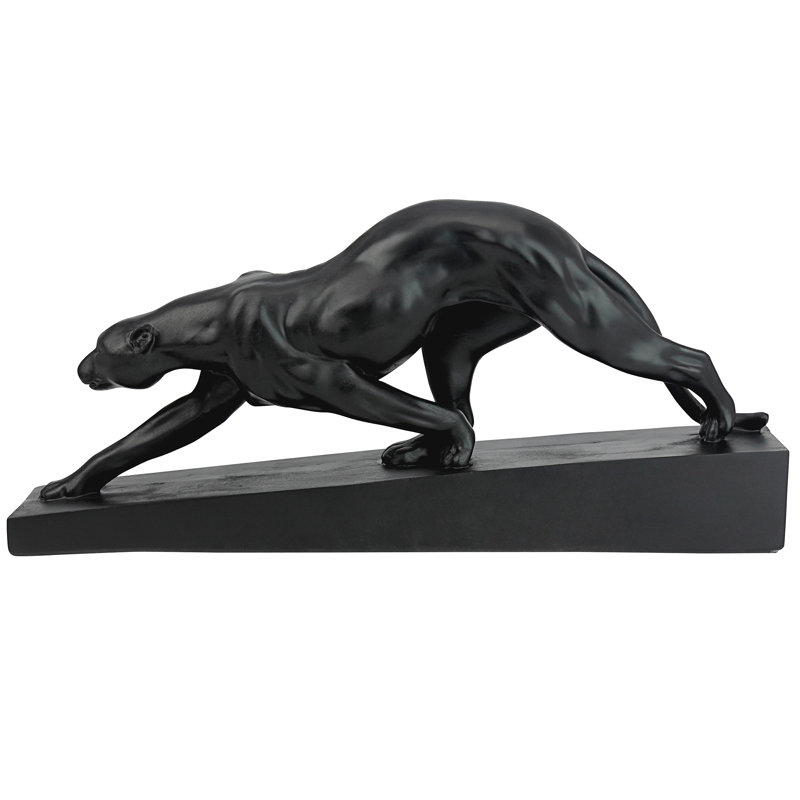 Art Deco Black Resin Panther on the Prowl Statue